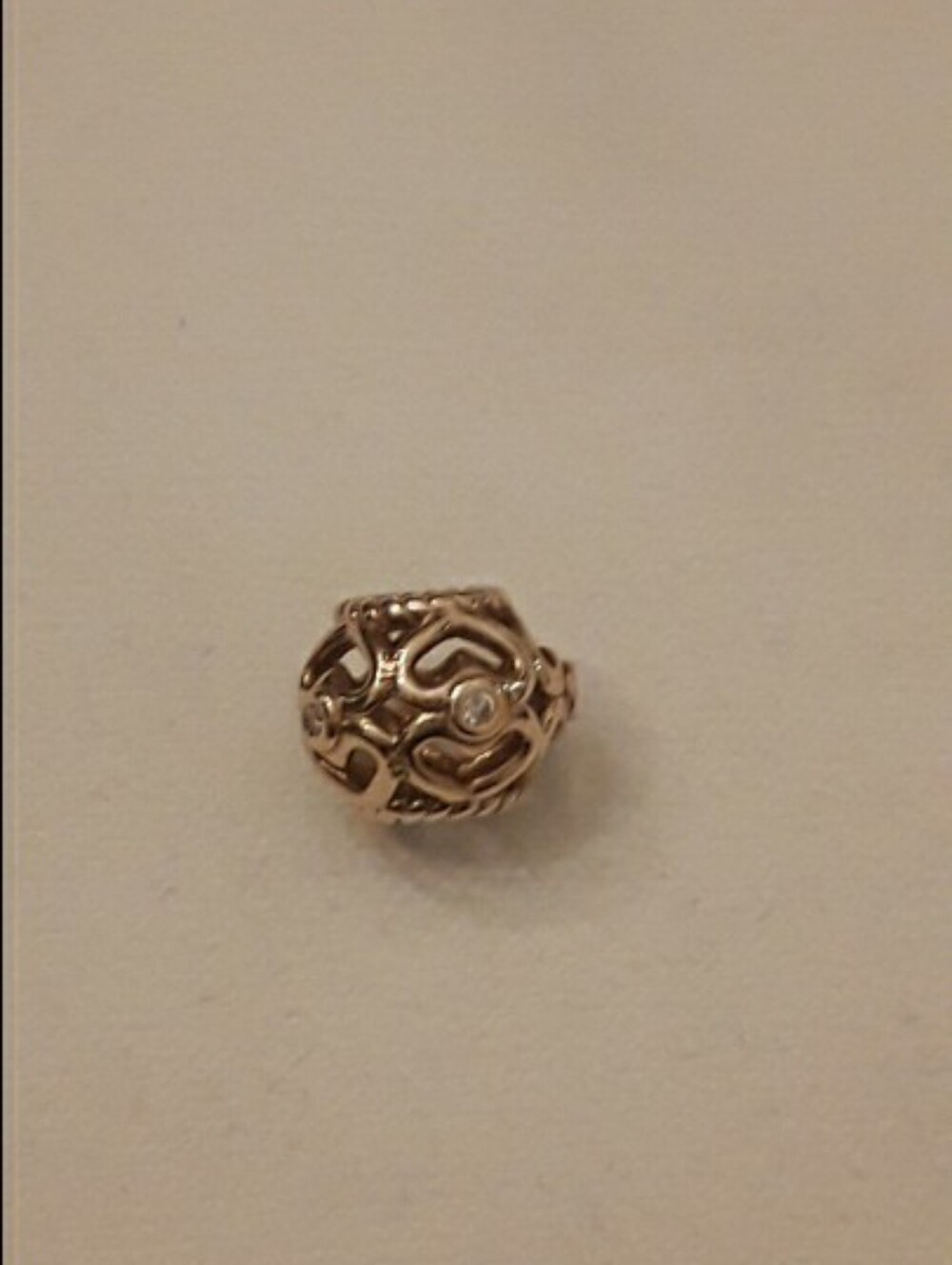 Pandora 14K  solid Diamond open heart charm